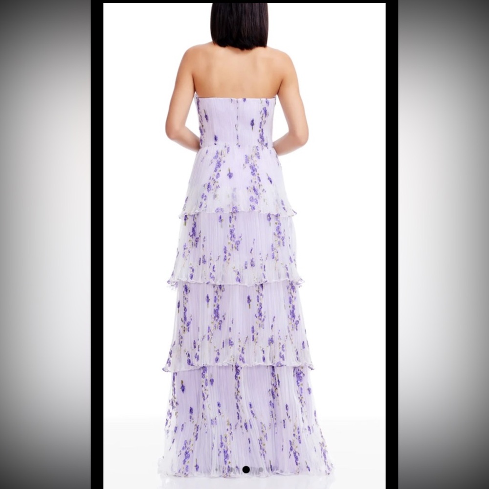 Dress the Population Lavender Floral Strapless Maxi Dress - Picture 3 of 11